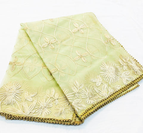 Pastel mint Organza fabric dupatta with gotta pati work