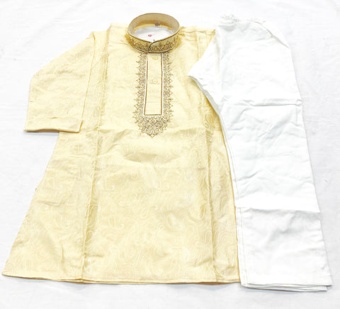 cream Colour Cotton Based Kurta With Cream Pajama
