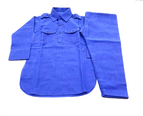 Royal Blue Colour Cotton Based Kurta Pajama Set