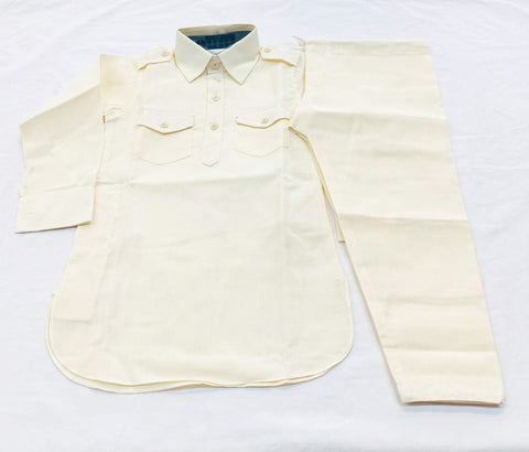 white  Colour Cotton Based Kurta Pajama Set