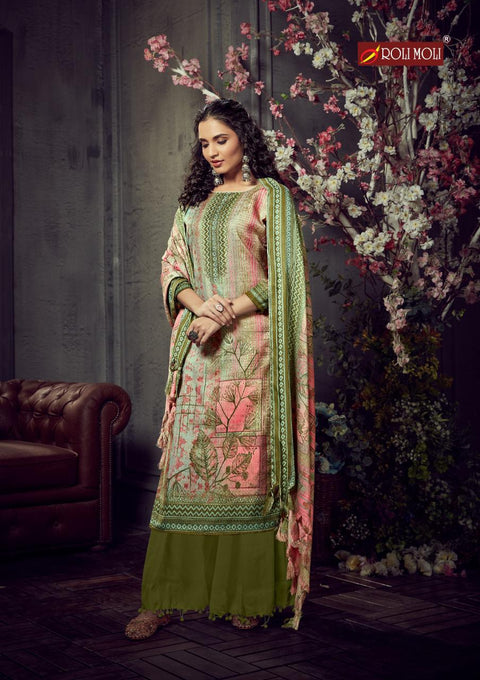 Designer Woolen Collection Fabric   TOP :- *Pashmina jacquard Print with exclusive Swarovski  Diamond WORK cut:-2.50 mtr appx BOT:-  *Heavy spun bottom 2.50mtr  Dupatta:- TWILL SHAWL * PRINTED 2:25 cut   Size: Unstitched