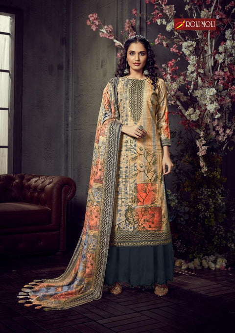 Designer Woolen Collection Fabric   TOP :- *Pashmina jacquard Print with exclusive Swarovski  Diamond WORK cut:-2.50 mtr appx BOT:-  *Heavy spun bottom 2.50mtr  Dupatta:- TWILL SHAWL * PRINTED 2:25 cut   Size: Unstitched