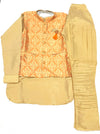 Peach And Golden Colour Brocade Silk Waistcoat With Kurta Pajama