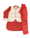 Mehroon Colour Kids Kurta Pajama With Waistcoat Set