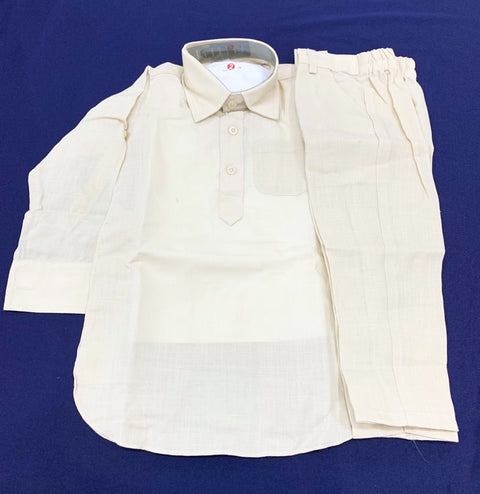 cream beige colour Cotton Based Kurta Pent Set
