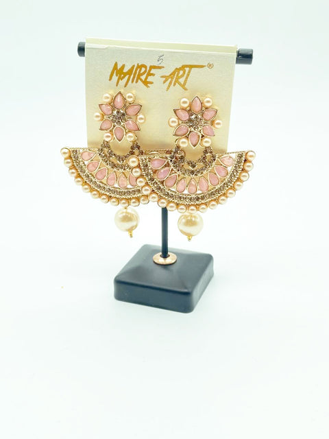 rose gold Colour Stone & Jerkan Stone Earrings