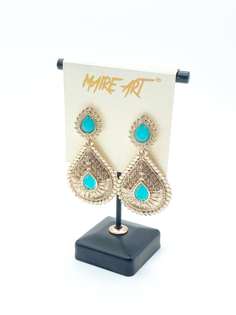 lite blue colour Stone & Jerkan Stone Earrings