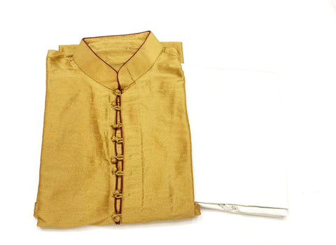 Beige colour cotton silk kurta pajama