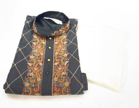 Black kurta pajama with Embroidery