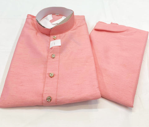 Baby pink colour Cotton silk kurta pajama
