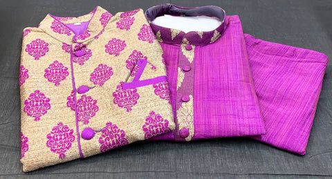 Purple colour kurta pajama with jacket