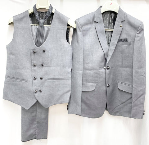 Grey colour Latest Mens Suit With Stylish Brocade Waistcoat