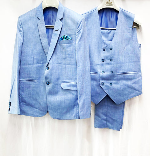 Winter icing blue colour Latest Mens Suit With Stylish Brocade Waistcoat