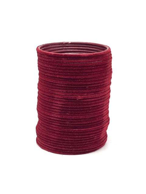 Dark Mehroon color Velvet Bangles 3 dozens in set