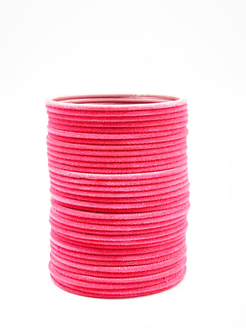 neon pink colour velvet bangles 3 dozen in one set