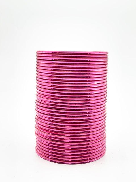 Pink colour Shiny Metal Bangles , 3dozen In One Set