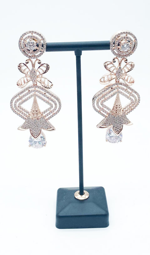 Rose gold stone American Diamond Earrings