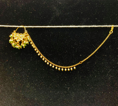 pearls with white stone nath