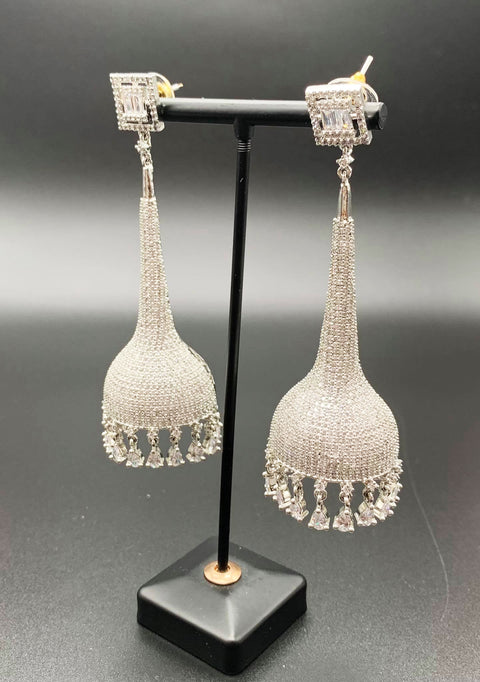 silver American diamond earrings