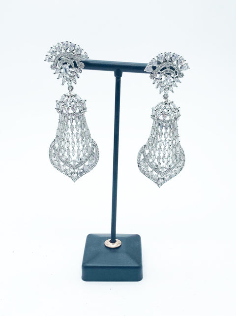 Silver stone  American Diamond Earrings