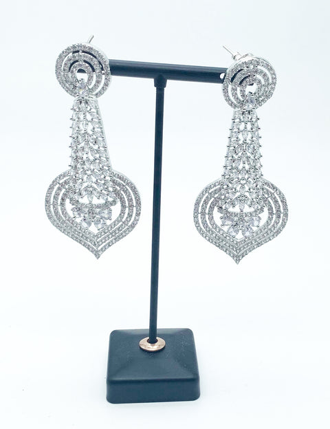 Silver stone  American Diamond Earrings