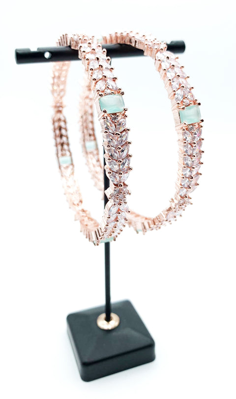 Pastel mint Rosegold shiny crystal American Diamond Kade(2 kade)