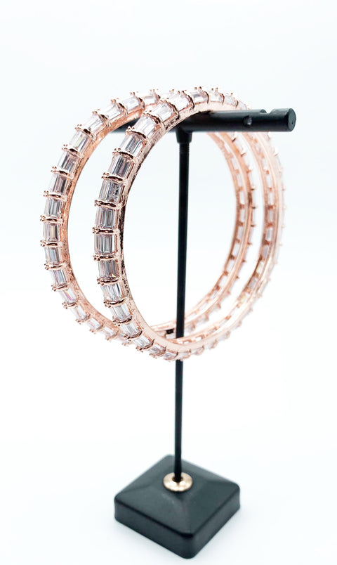 Rosegold & silver shiny crystal American Diamond Kade(2 kade)