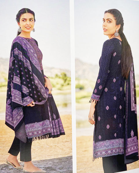 Black colour Pure jam satin digital print with neck embroidery & Printed dupatta