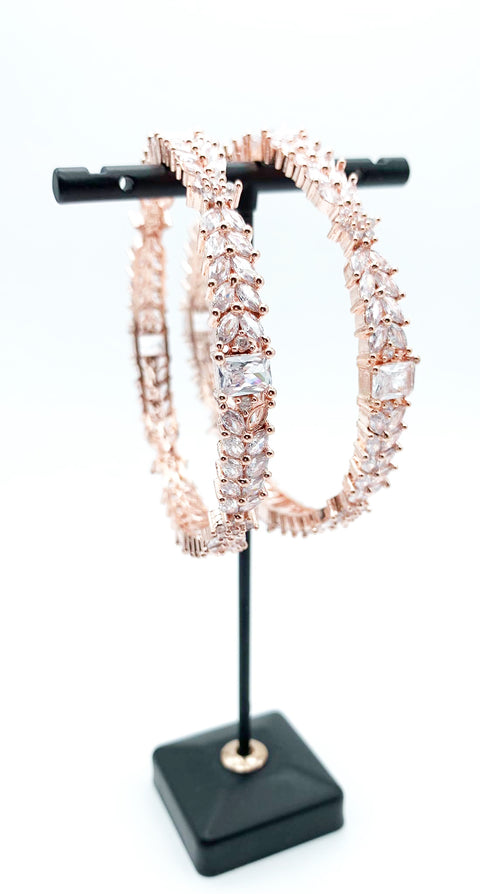 Rosegold & silver shiny crystal American Diamond Kade(2 kade)