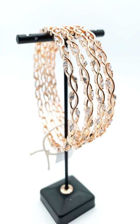 rose gold & silver shiny crystal American Diamond Kade(4 kade)