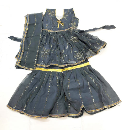 grey georgette based kids sharara suit