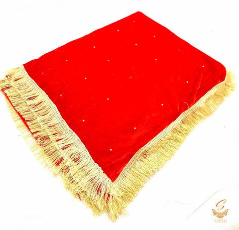 red velvet dupatta with golden border