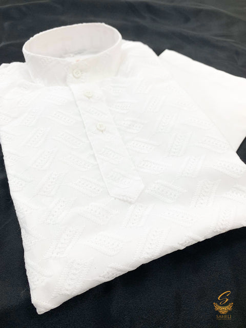 white colour 100% cotton with chikankari  kurta pajama