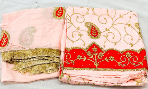 Pastel pink colour pure opada silk punjabi suits with heavy dupatta