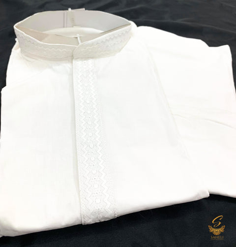 white  colour cotton  based kurta pajama