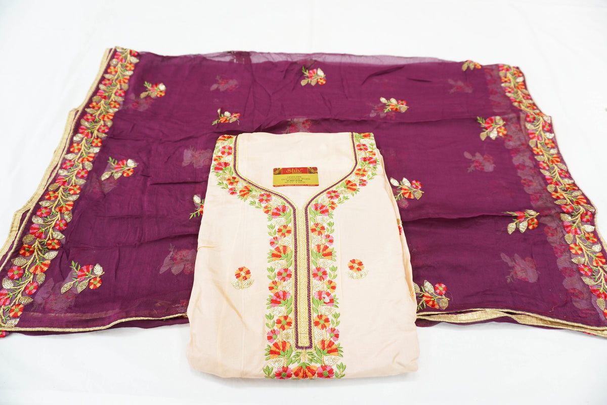Punjabi suit on opada silk base with heavy contrast dupatta– Saheli ...