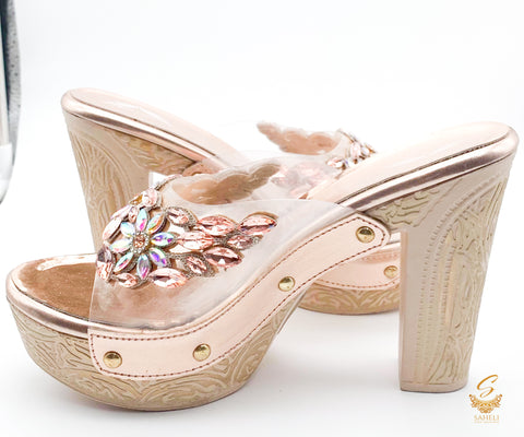 Rosegold colour beautiful crystal stone design wedge