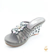 dark grey colour shiny grey silver crystal wedge