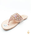 Rosegold colour shiny crystal work flats