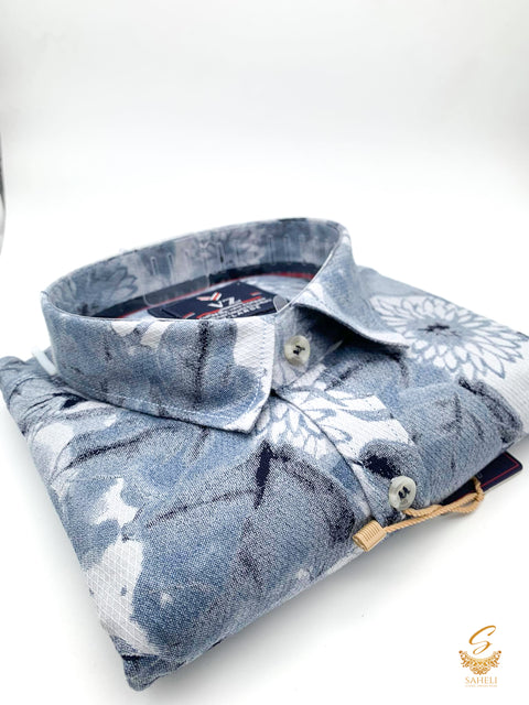 Grey print soft cotton based Mens Shirt