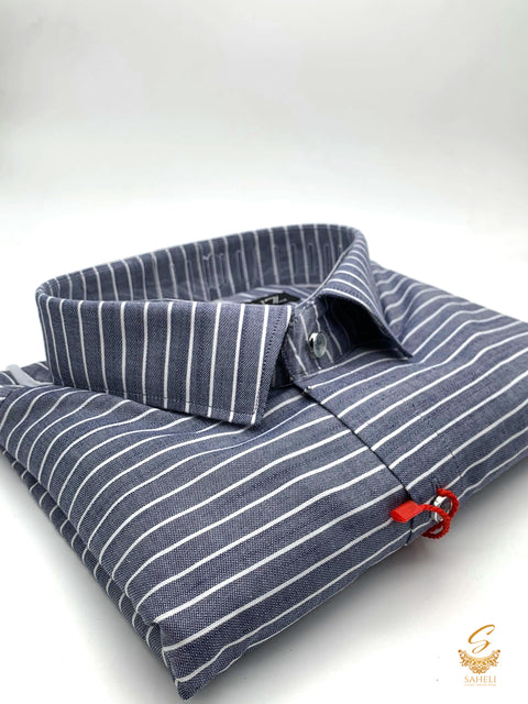 Blue and white striped shirt