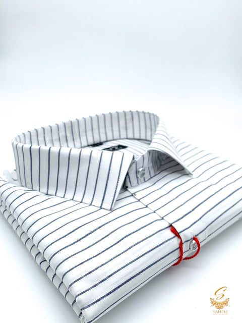 white colour cotton based striped shirt