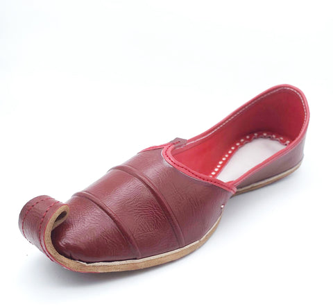 cherry maroon colour Mens traditional leather punjabi jutti