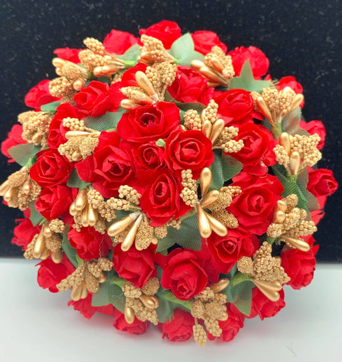 Latest Mini Red Rose Gajra Bun /Juda With Gajra