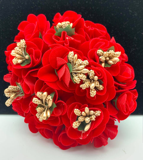 Latest Red Roses Gajra Bun /Juda With Gajra