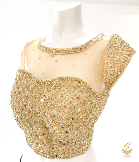 Size 44 Heavy stone beaded blouse with back hooks with deep back (upto size 46)