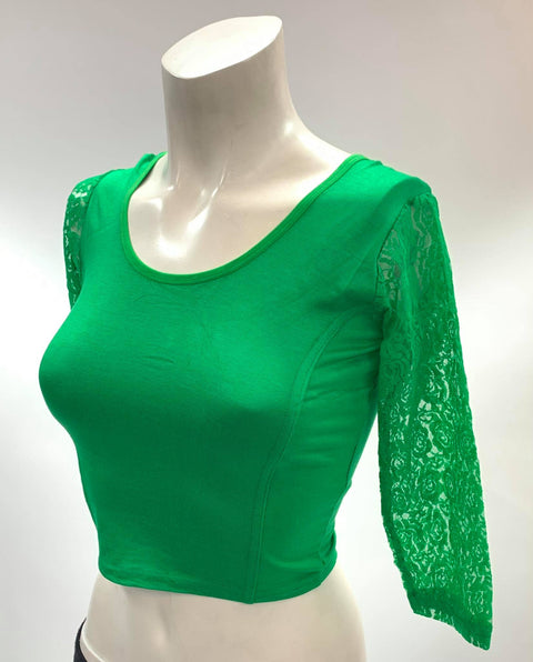 lime green colour stretchable blouse size-32  upto size 36