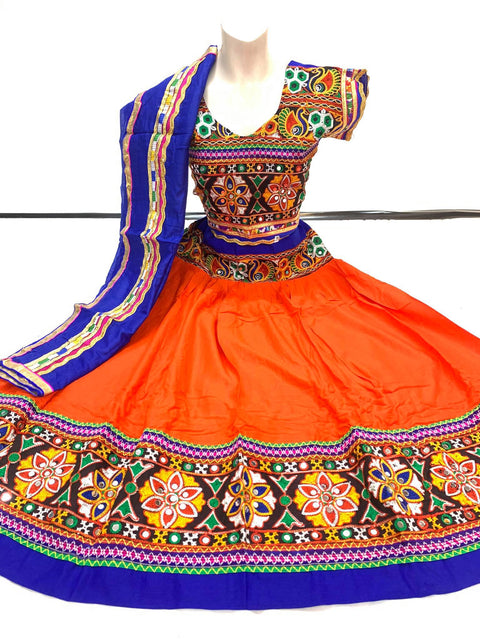 Multicoloured Cotton Based Heavy Work Chaniya Choli