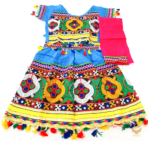 kids beautiful multicolored embroidered chaniya choli