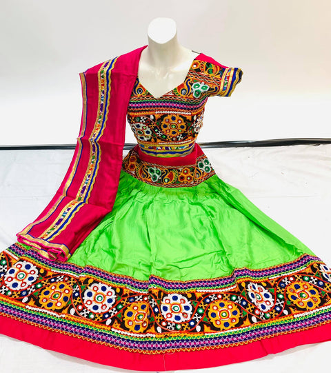 Multicoloured Cotton Based Heavy Work Chaniya Choli